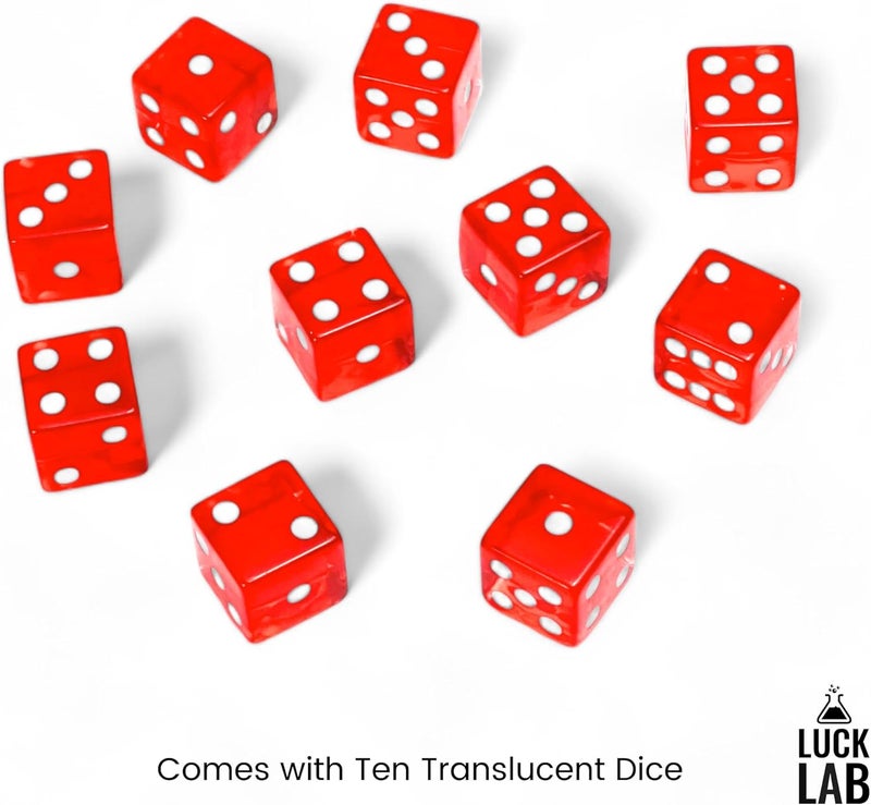 Luck Lab 10 Piece 19 mm Dice Pack - Acrylic and Translucent D6 Dice, Square w/Rounded Edge for Casino, Craps, RPG MTG DND Dice Table Games and Board Games (Red) - Image 3